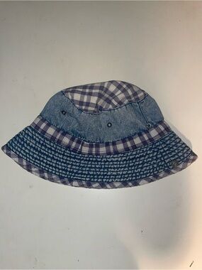 Kids Plaid & Denim Blue Bucket Hat
